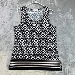 Jones Studio Separates Shirt Womens Blouse Black White Pink Sleeveless Top Med